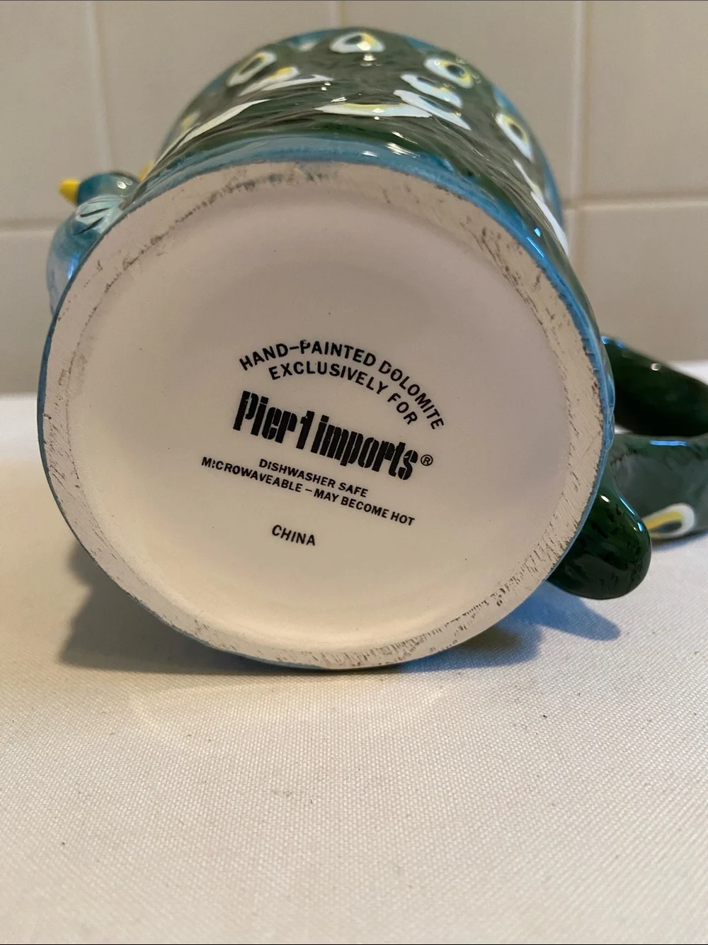 🩷Pier 1 Peacock Cup Hand - Painted Dolomites